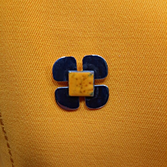 Vintage 60s Pierre Cardin Suit Jacket M Mod Daisy Buttons Yellow Wool Gabardine - Picture 4 of 12